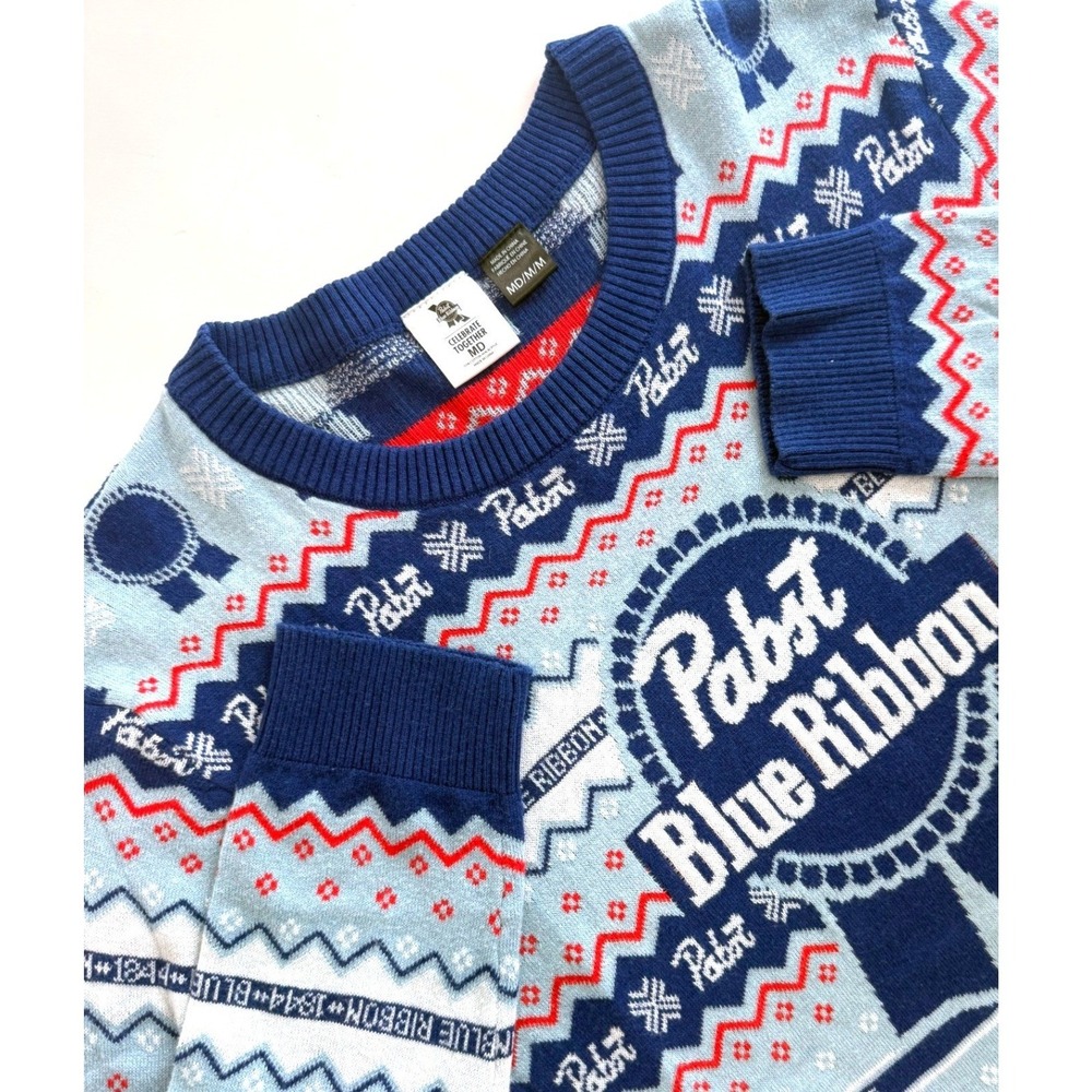 Pabst Blue Ribbon PBR Holiday Fair Isle Sweater Mens Medium Celebrate‎ Together